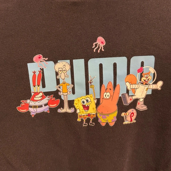 Puma SpongeBob Square Pants Kids‎ Unisex Black Hoodie Size Medium Warm Winter - Picture 2 of 6